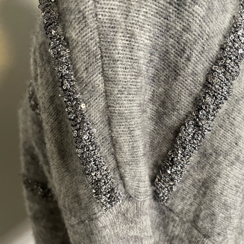 Splendid/Evereve Silvery Gray Sequined Alpaca And… - image 6